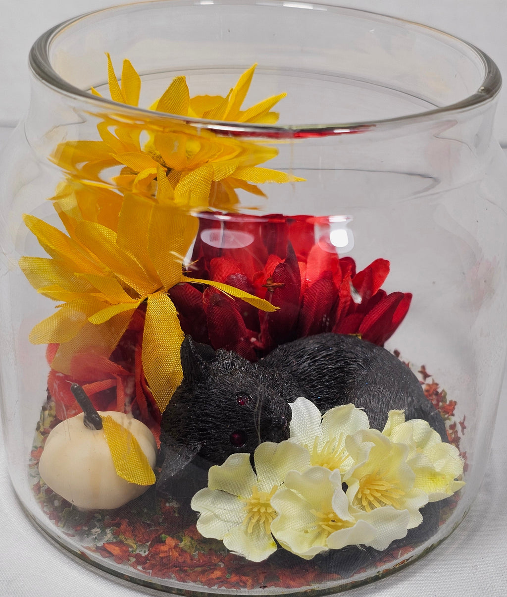 Large Sleeping Fall Cat Terrarium